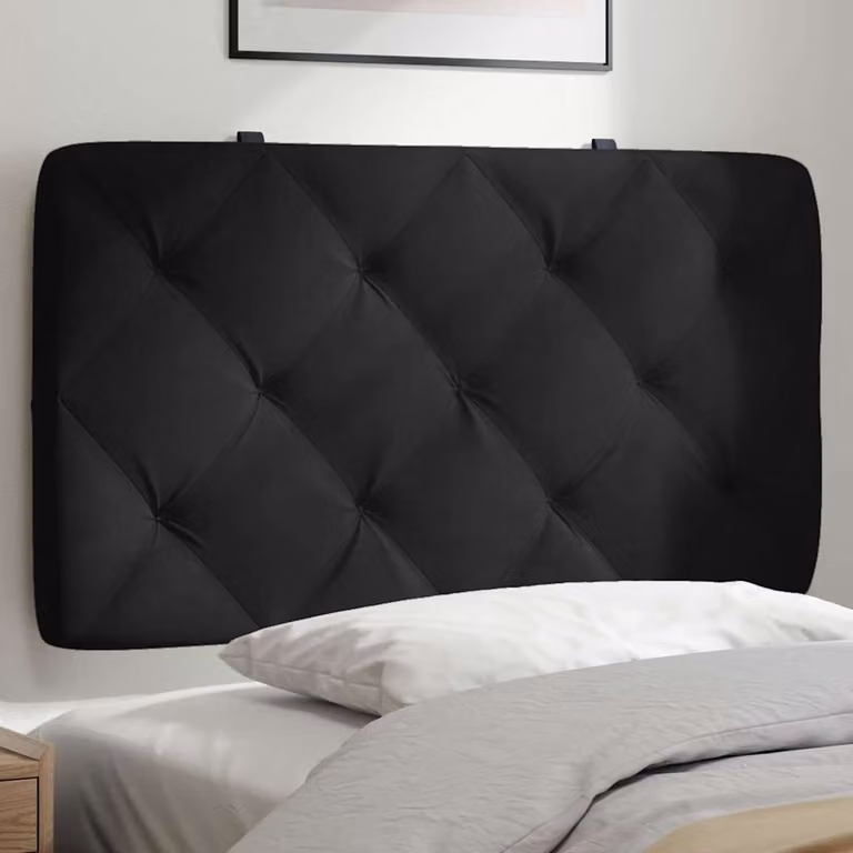 Cuscino Testiera vidaXL in Velluto Nero, L: 80 cm