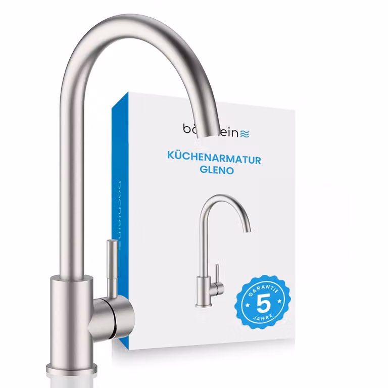 Rubinetto da cucina Bächlein girevole a 360° - acciaio inox spazzolato - miscelatore monocomando per lavello con bocca girevole a 360°, rubinetto da cucina