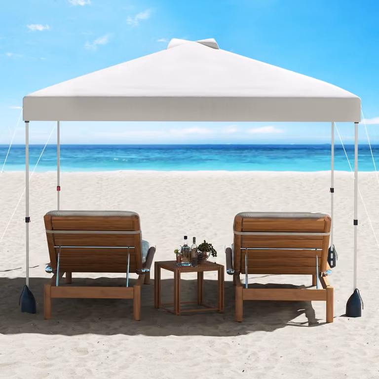 Tenda da patio pieghevole Costway per eventi commerciali con borsa con ruote, Bianco, L 300 x P 300 cm