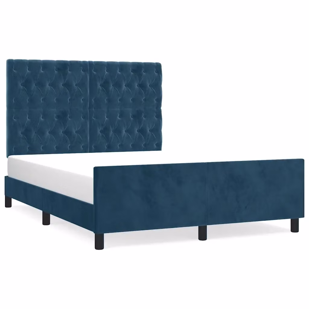 Giroletto vidaXL in velluto blu scuro con struttura in legno di larice L/P/H: 140 x 200 x 146 cm – 2