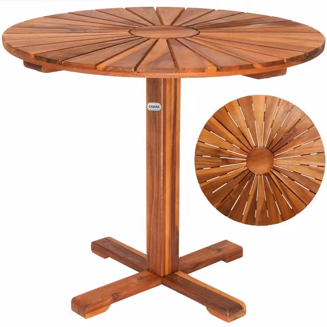 Tavolo da giardino rotondo Casaria in legno di acacia oliato marrone Ø 70,5 cm – 1