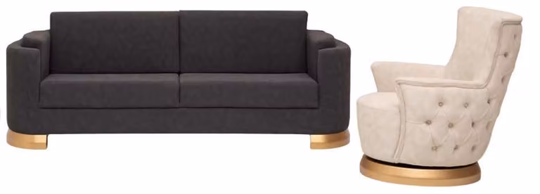 Modern Sofagarnitur Grau Dreisitzer Textil Sitzgruppe Beige Sessel 3+1 Sitzer