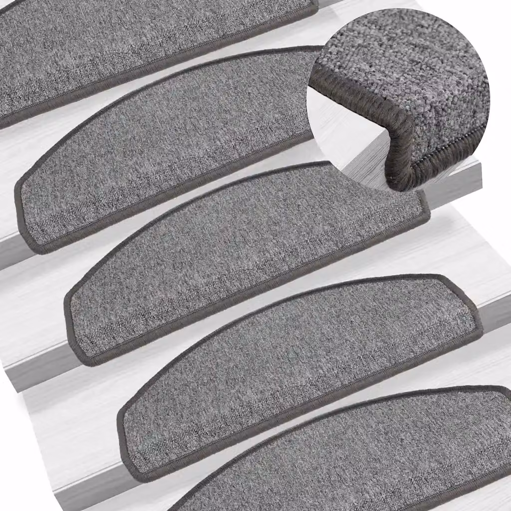 Set di 15 tappetini per scale semicircolari vidaXL, colore grigio scuro, L: 65 cm, P: 24 cm, H: 4 cm, autoadesivi e fonoassorbenti