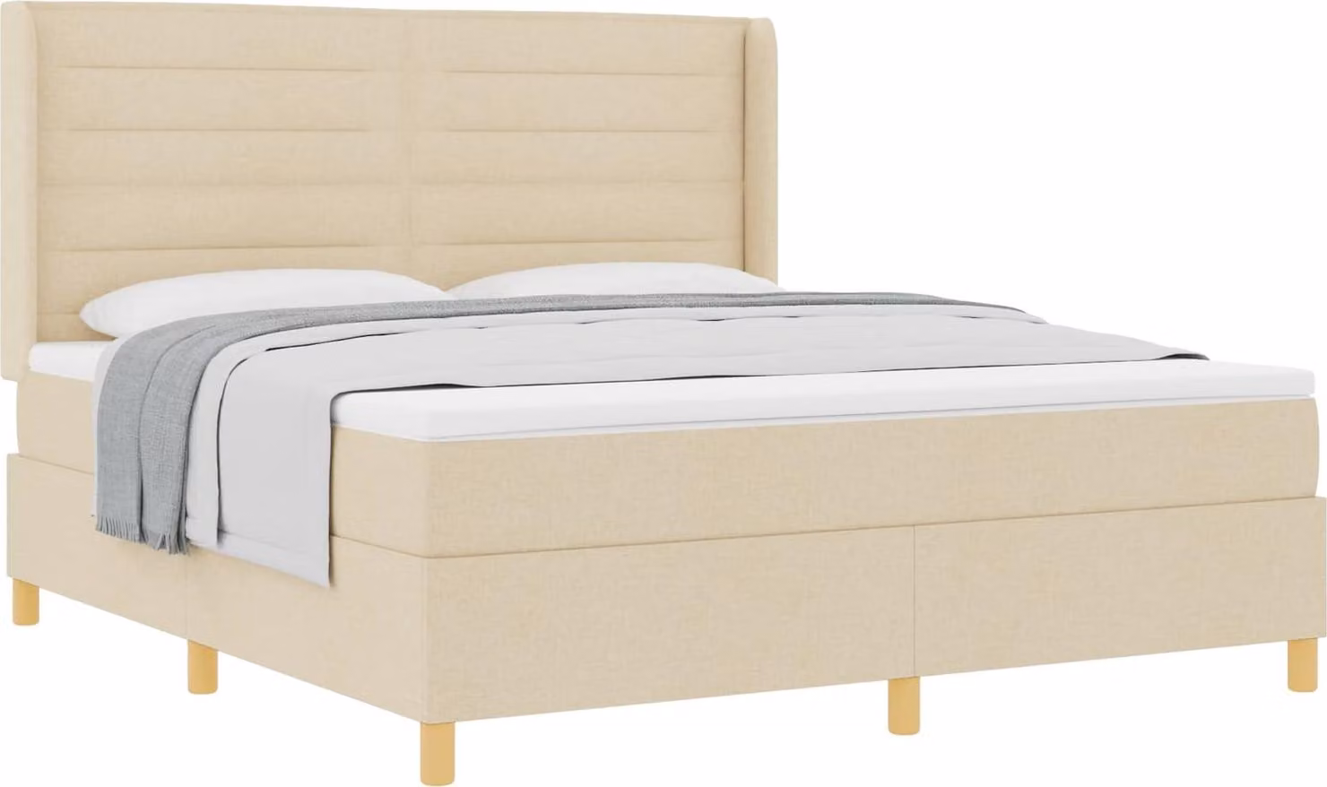 Letto a molle con materasso Crema 180 x 200 cm Tessuto
