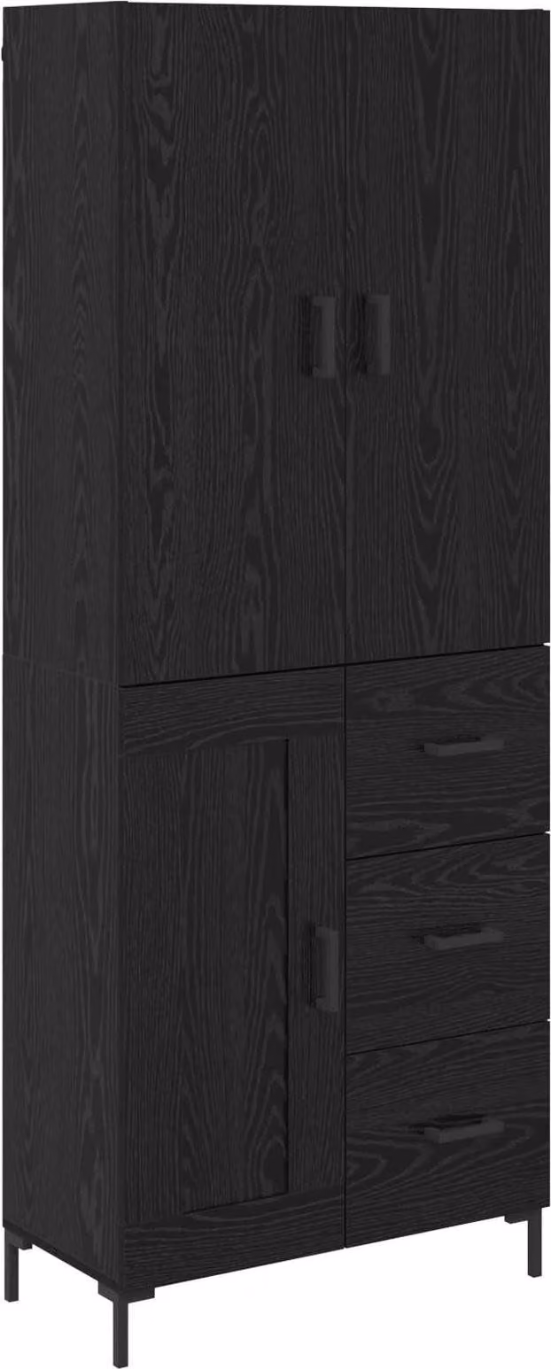 Credenza Rovere Nero 69,5 x 34 x 180 cm Legno multistrato