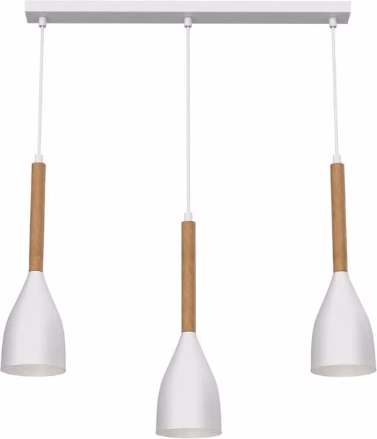 Lampada a sospensione Luminex in legno e metallo bianca, 3 x E27, diametro 56 cm