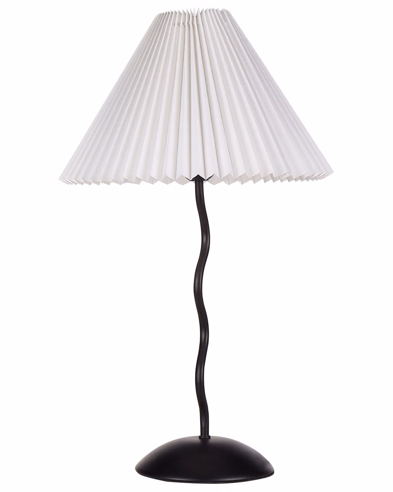BELIANI Lampada da tavolo con base in metallo nero e paralume bianco ripiegato per comodino