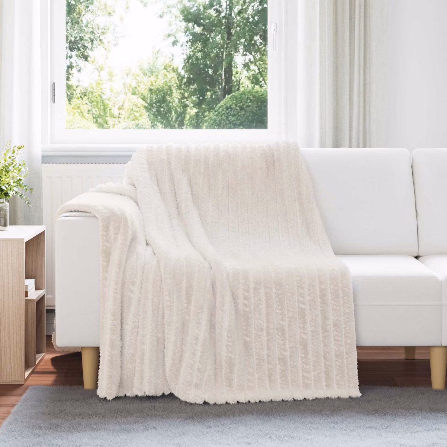 Set di 6 coperte in pile vidaXL colore crema, L 200 x P 150 cm
