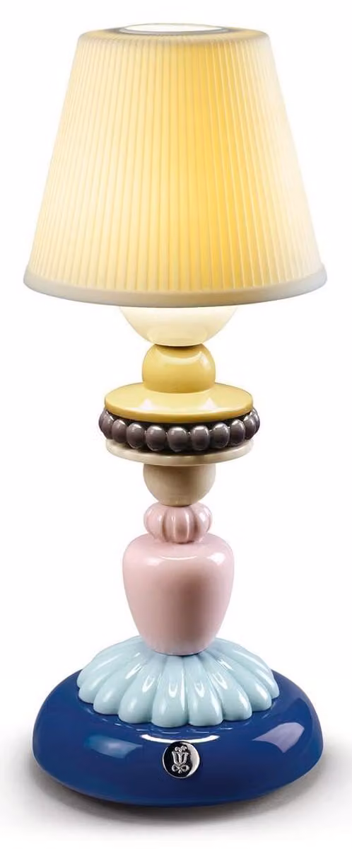 Casa Padrino lampada da tavolo blu / multicolore Ø 12 x H. 30 cm - lampada da tavolo LED in porcellana