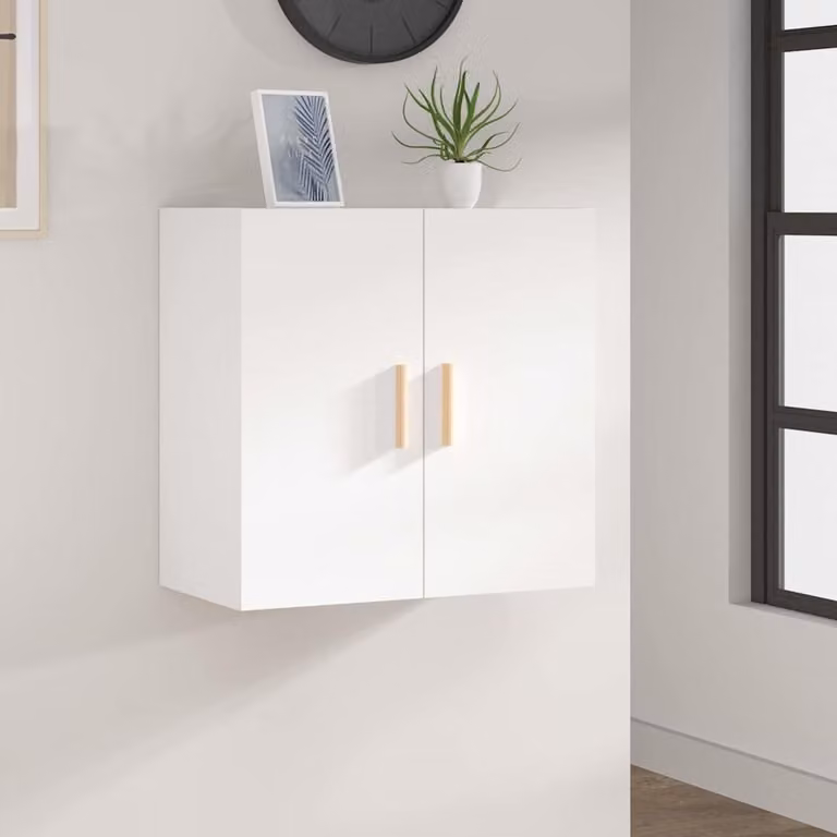 Armadietto a muro vidaXL bianco in legno MDF con ante a battente e ripiani interni L: 60 cm, P: 30 cm, H: 60 cm