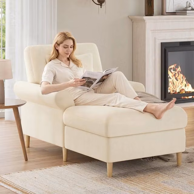 Poltrona Relax in Velluto ¨C Minimal ¨C Beige per Soggiorno e Camera da Letto