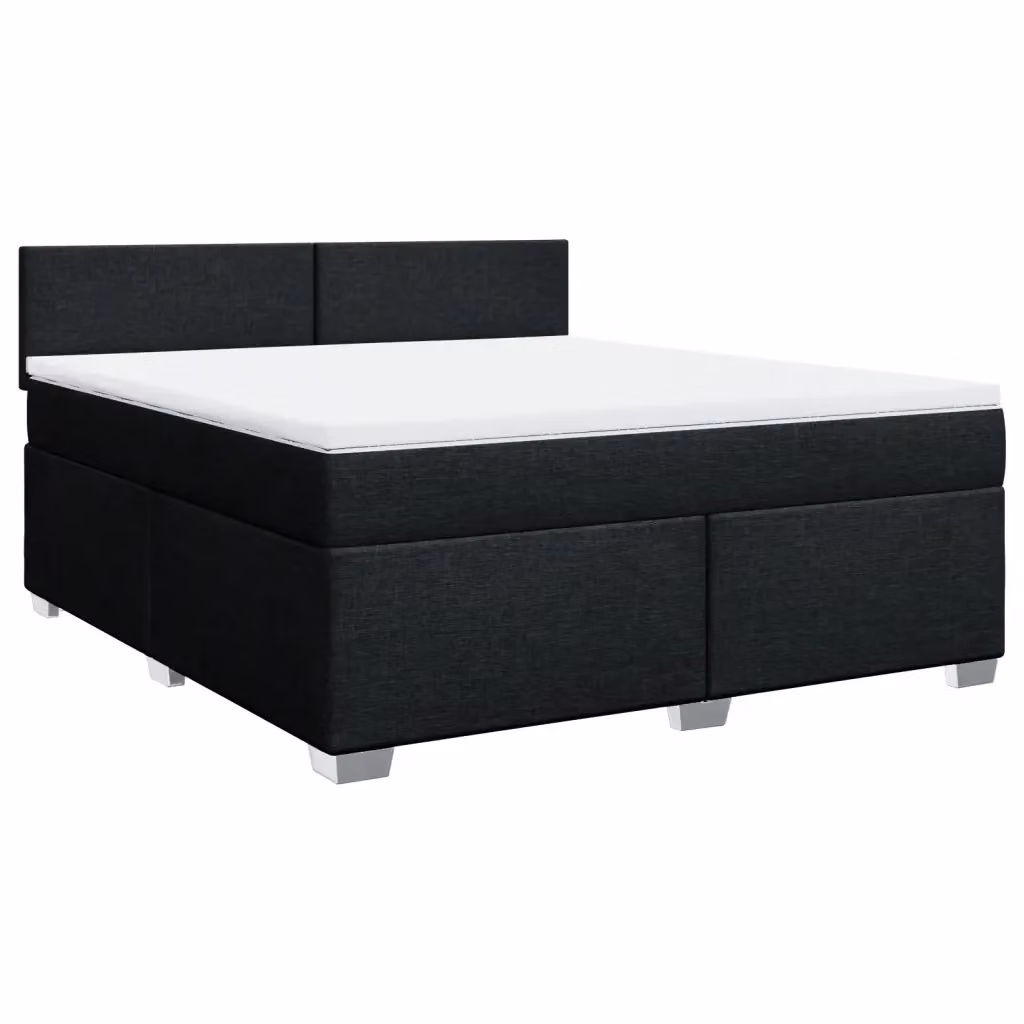 Letto Ibrido vidaXL con Giroletto a Molle e Materasso in Tessuto Nero e Bianco L/P: 180 x 200 cm – 2