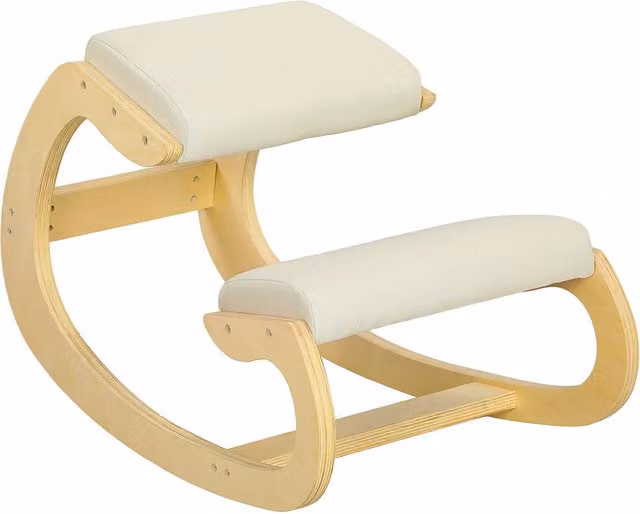 Sedia da Ginocchio Ergonomica Minimal in Legno di Betulla, Colore Beige, L 55 x P 55 x H 85 cm