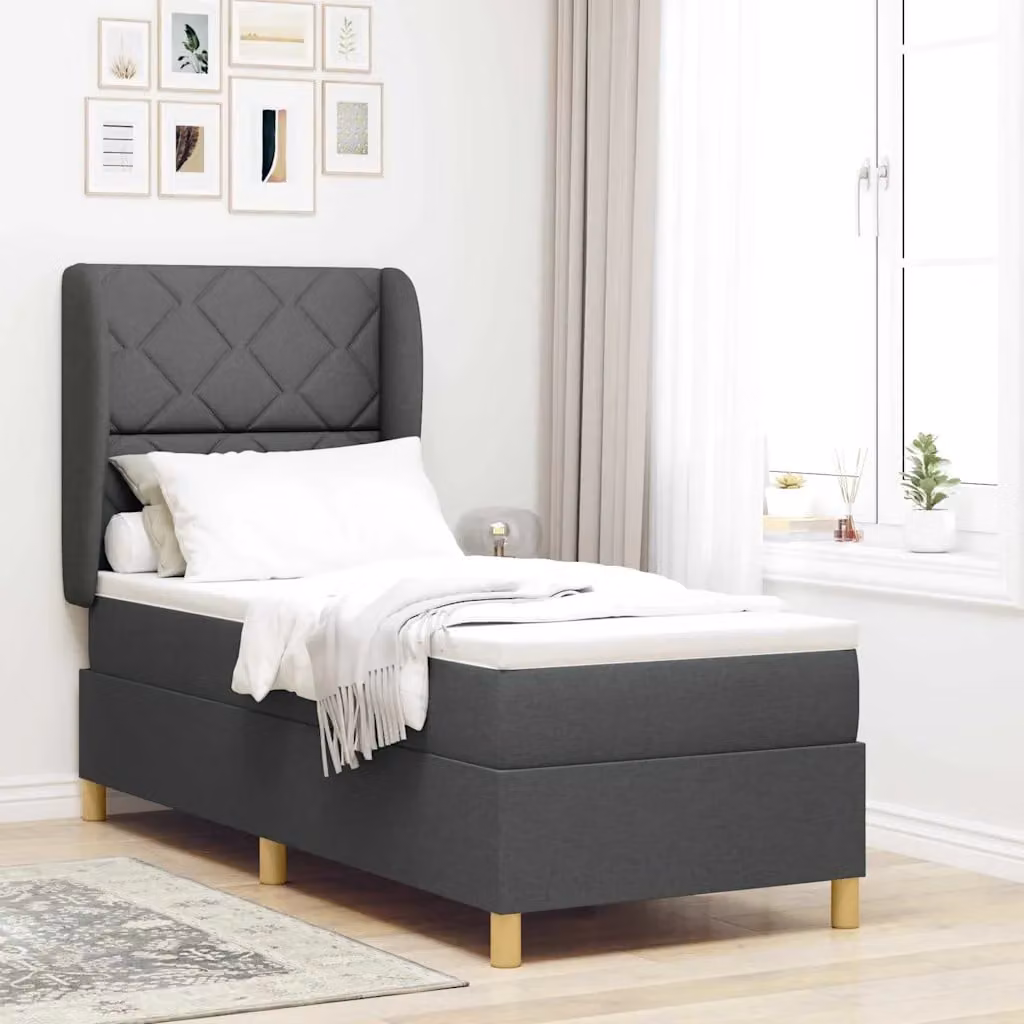 Letto ibrido con testiera vidaXL in tessuto grigio, L: 200 cm, P: 80 cm