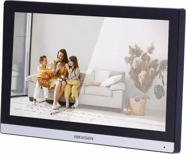 Monitor Videocitofono Hikvision con Display Touch Screen da 7 pollici e tecnologia PoE, colore nero, modello DS-KH6350