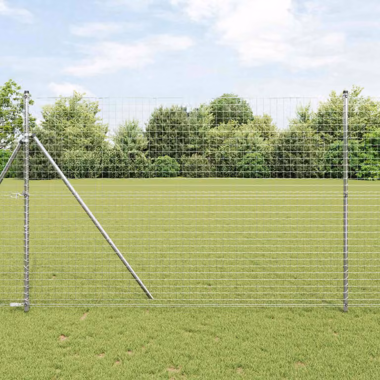 Set di 12 pali per recinzione vidaXL in acciaio, colore argento, H: 200 cm, L: 3,2 cm, P: 3,2 cm