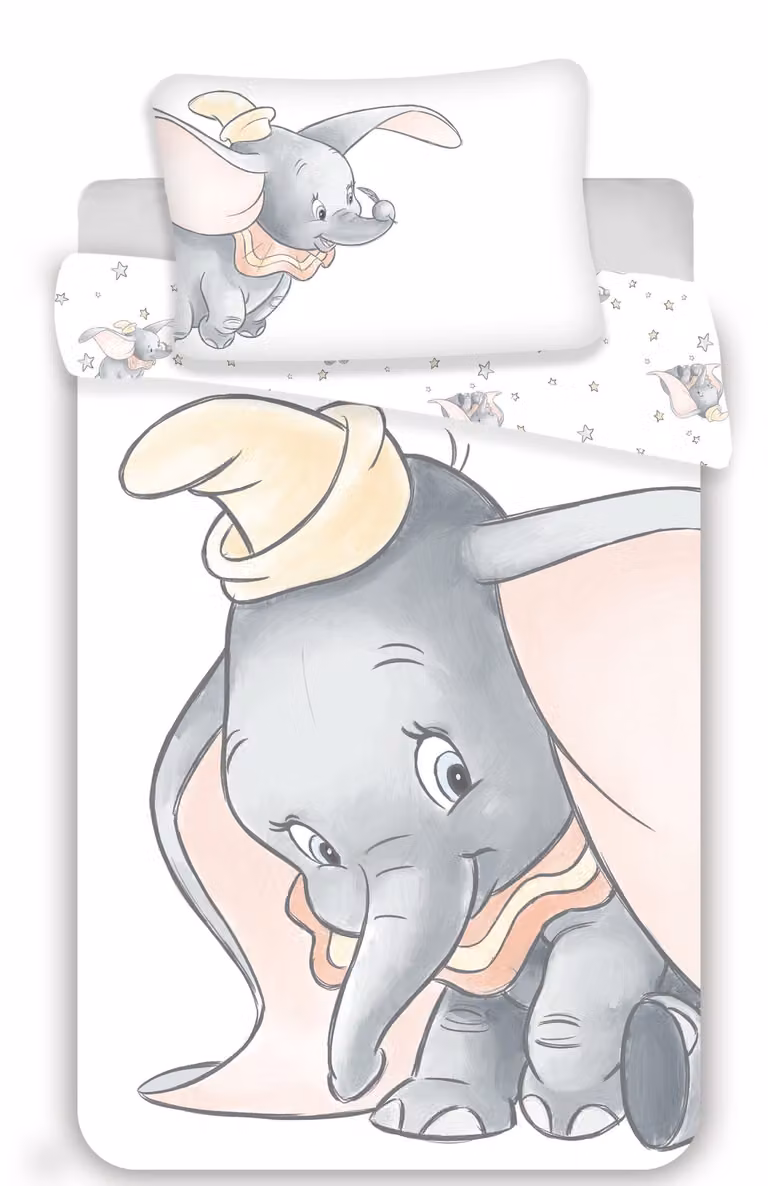 Set di biancheria da letto per bambini Disney Dumbo - copripiumino 100x135 cm e federa 40x60 cm