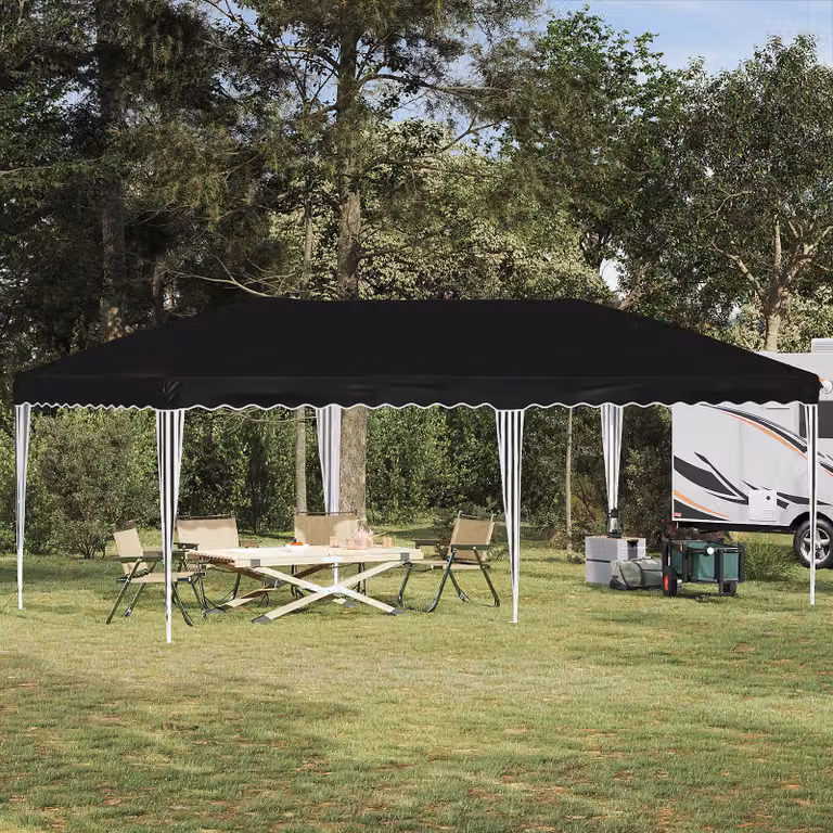 vidaXL Tenda per feste a pop-up Nero L: 575 cm, P: 290 cm, H: 245 cm