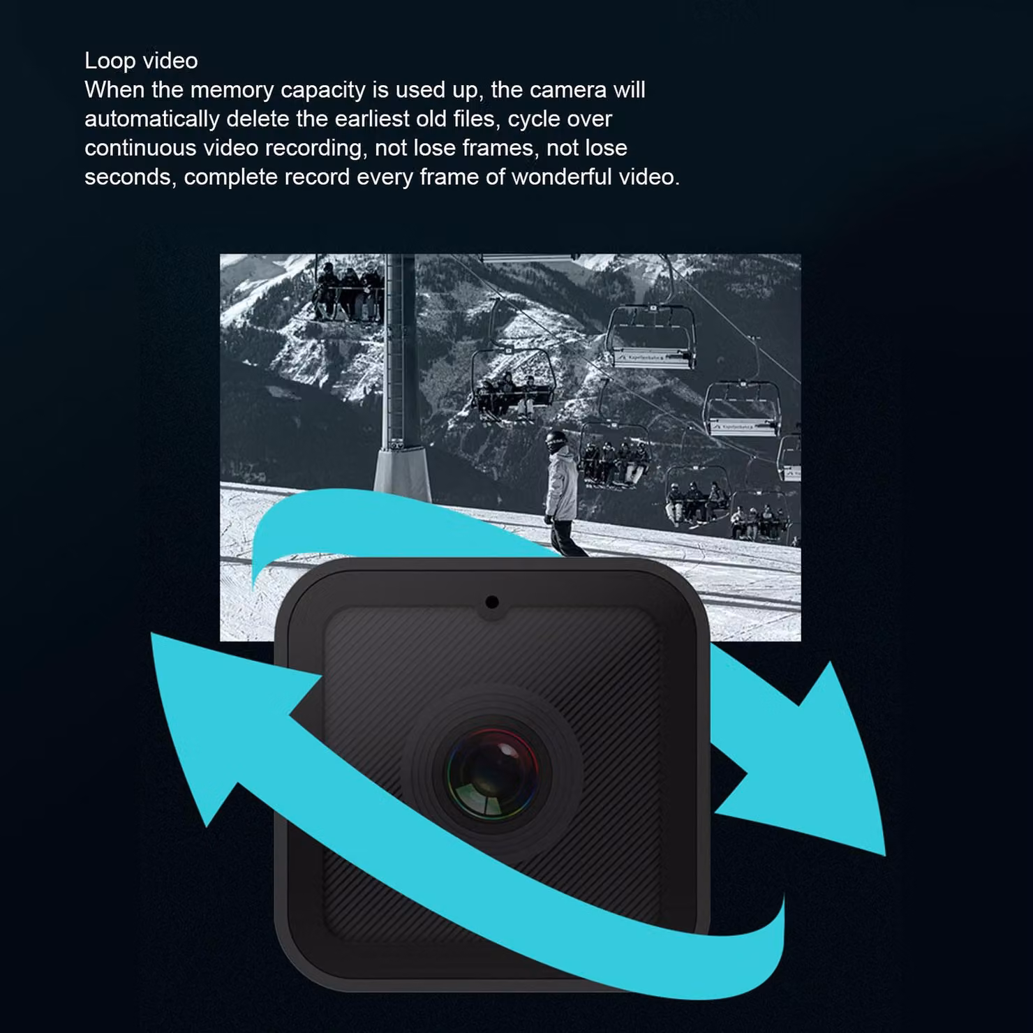 Action camera 1080P WIFI, sorveglianza wireless, video multifunzionale con supporto