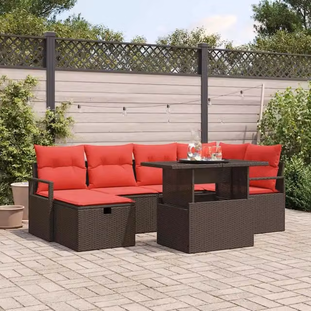 Set Divano da Giardino 7 pz Marrone polyrattan 3361133