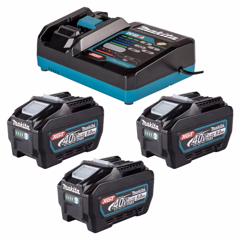Kit di alimentazione Makita 3x BL 4050 F batteria 40 V max. 5,0 Ah XGT + caricabatterie DC 40 RA