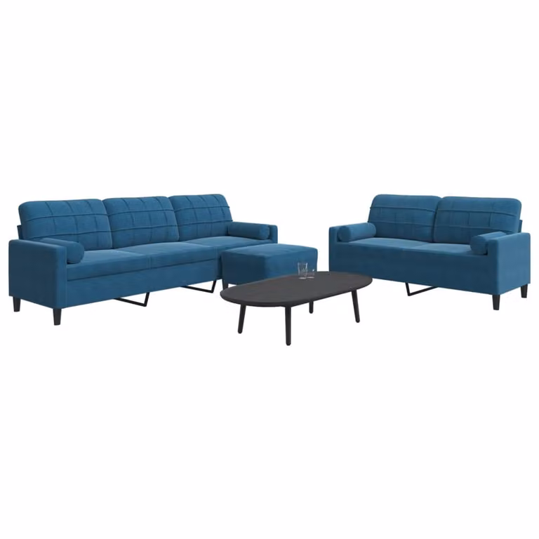 Maison Exclusive - Set divano a 3 pezzi con cuscini e cuscini cervicali in velluto blu