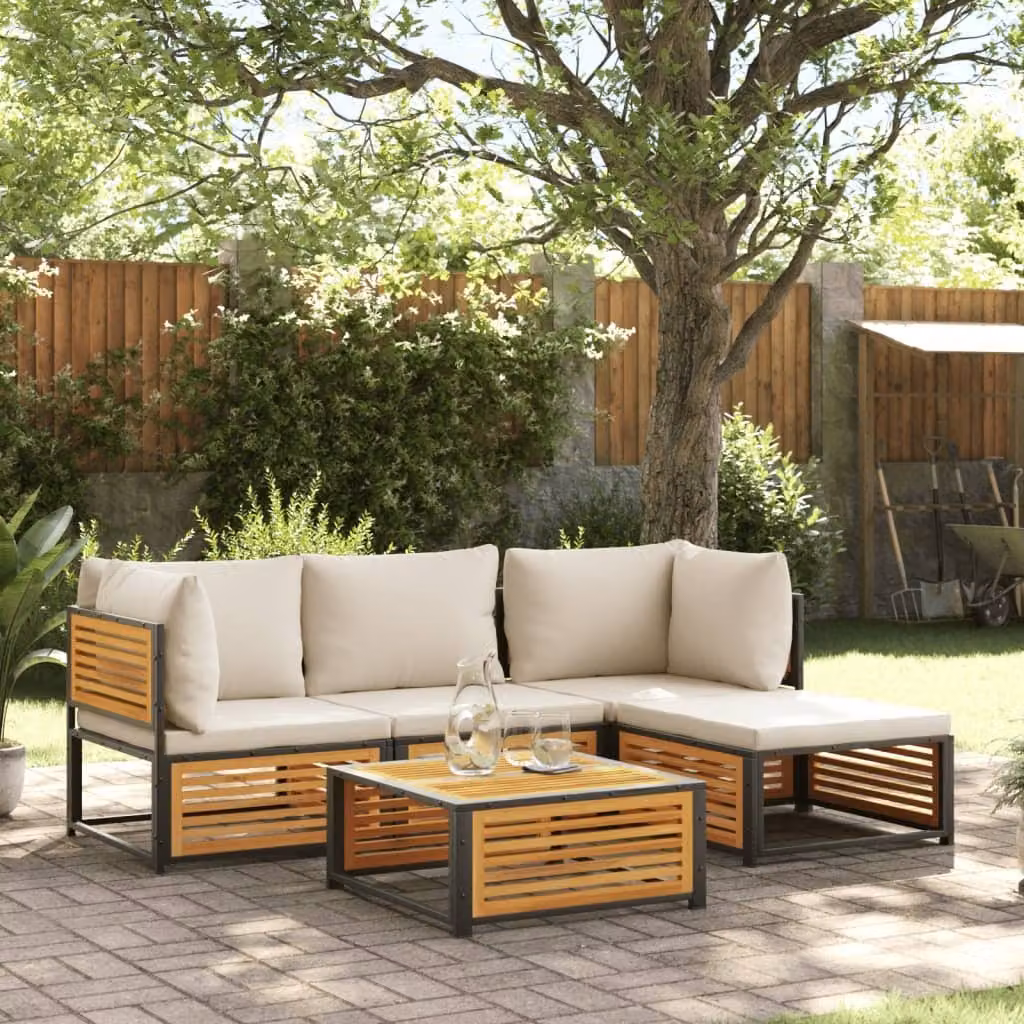 Maison Exclusive - Set da giardino 5 pezzi con cuscini in legno massello di acacia