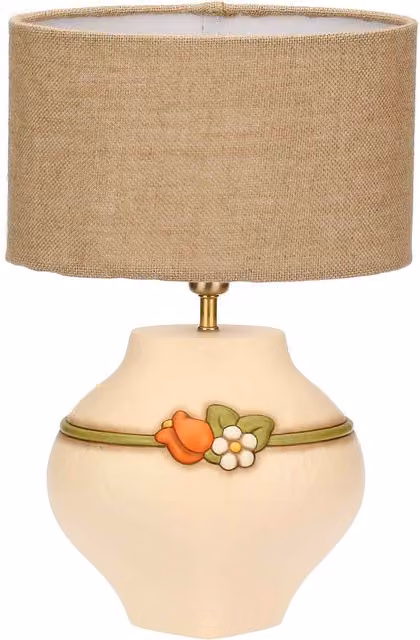 Lampada da tavolo Thun Country Bloom in ceramica beige con dettagli oro/ottone