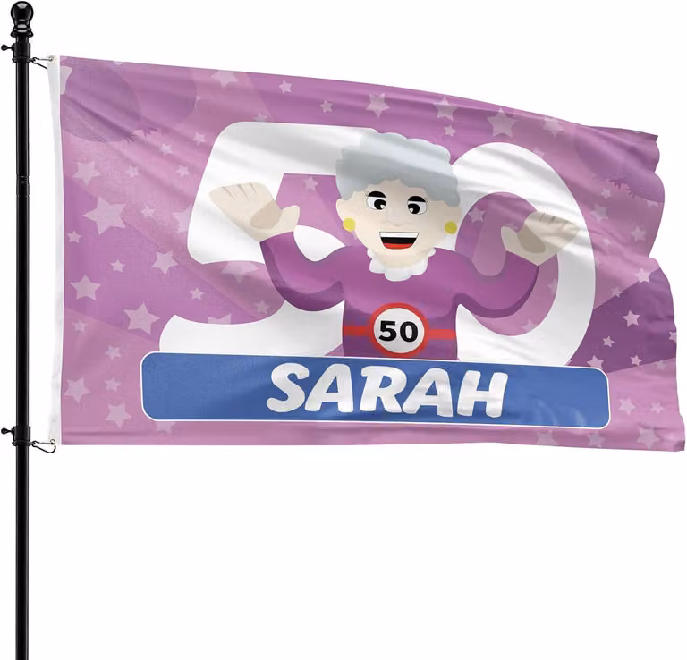 Bandiera Sarah, 90 x 150 cm, in poliestere, adatta per l'asta