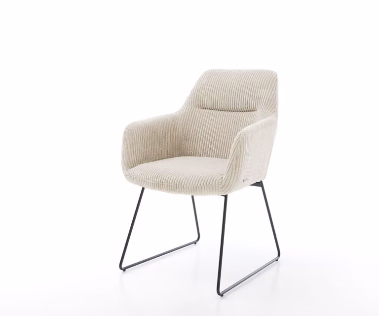 DELIFE Sedia da pranzo Pejo-Flex Cord Beige Telaio a slitta nero Molle insacchettate