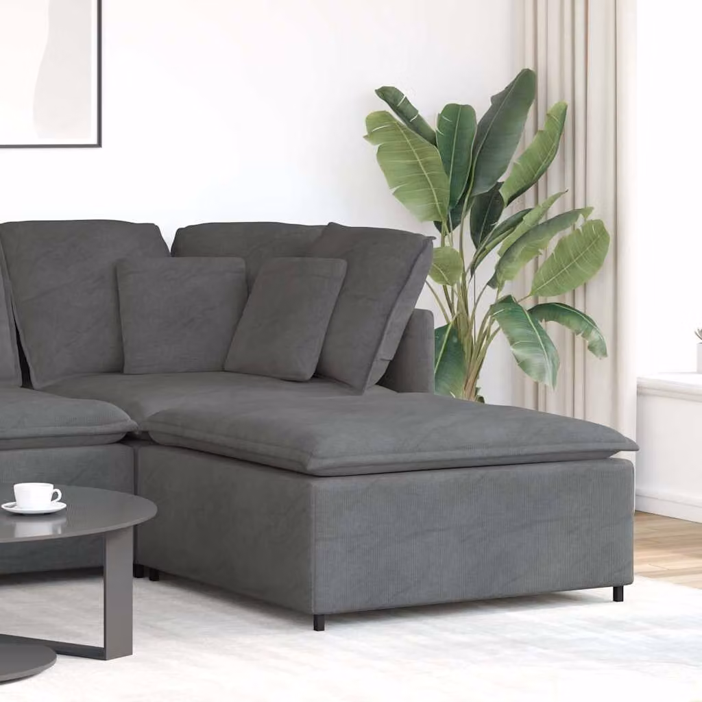 vidaXL Modulo Poggiapiedi Divano Modulare in Velluto Grigio L/P/H: 100 x 100 x 48 cm