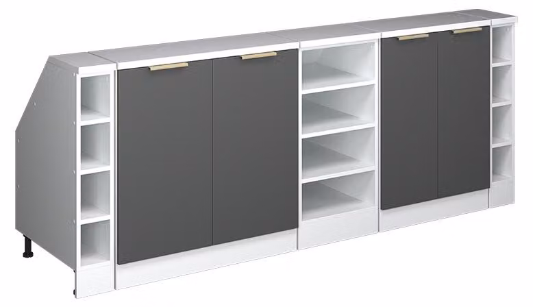 Mobile cucina sottotetto Vicco R-Line Antracite-oro 210 cm Set di 5 carcasse armadio profondità 60 cm, Model 60657