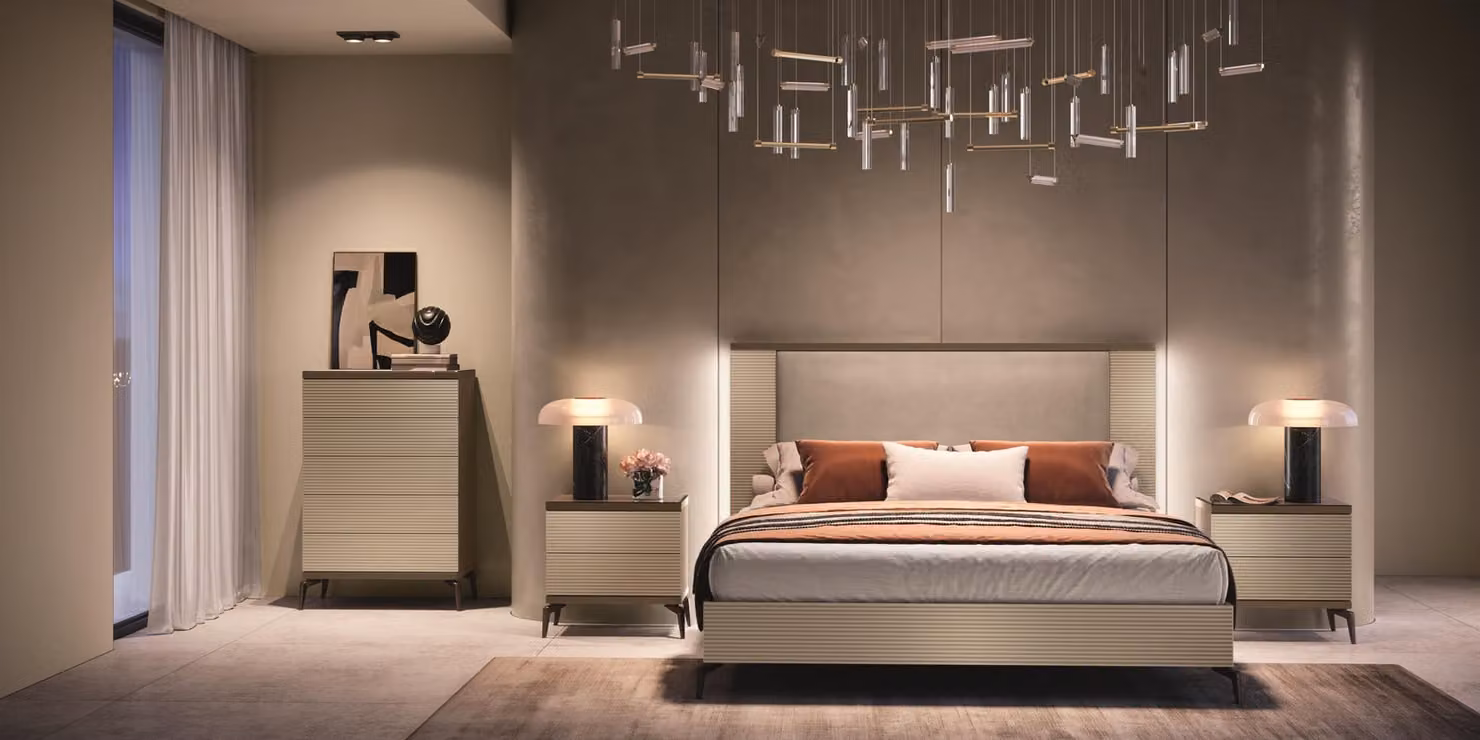 Set camera da letto 4 pezzi (letto + 2 comodini + cassettiera) – Per la tua casa