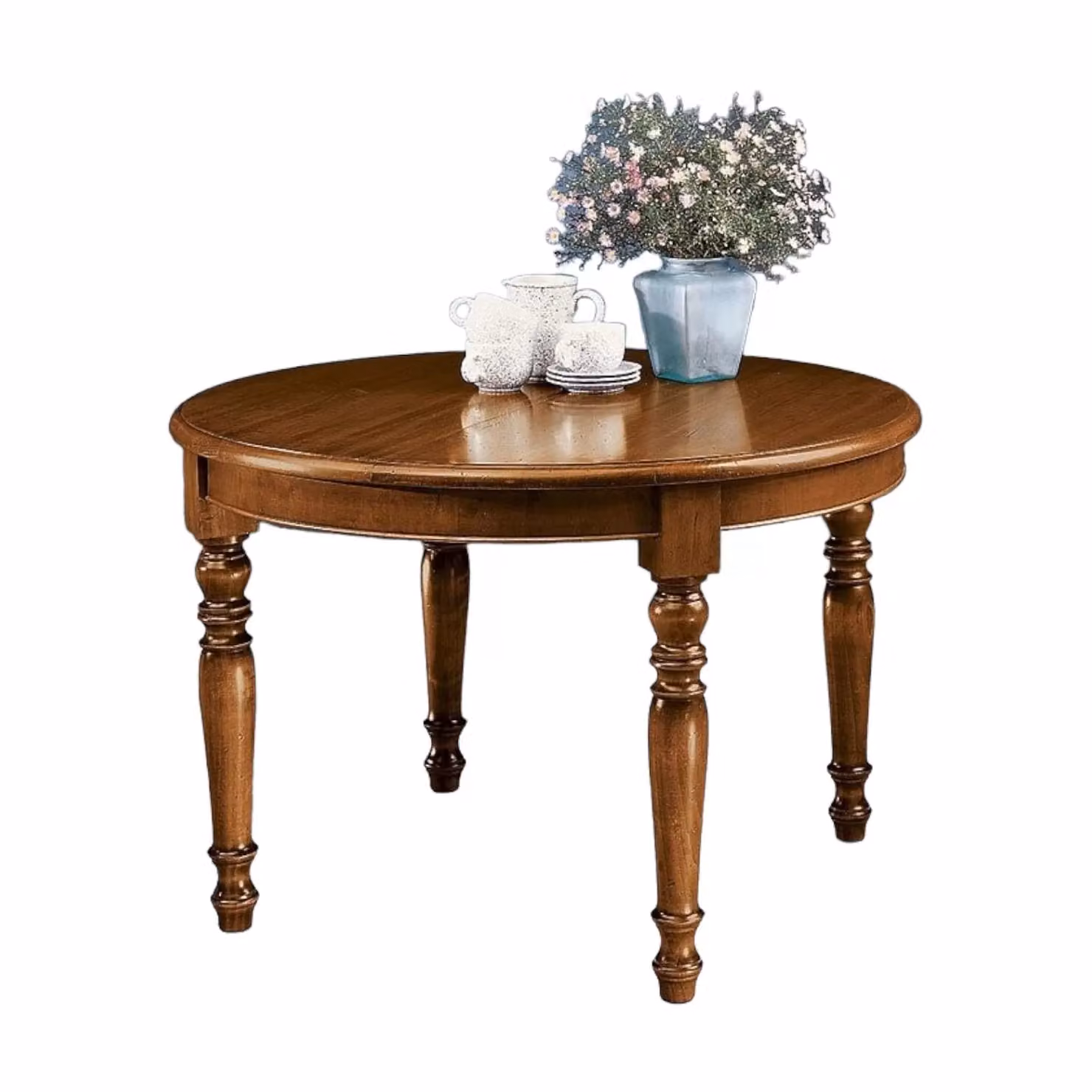 Tavolo rotondo allungabile in legno massello marrone Mobili 2G L: 120 cm, H: 78 cm – 1