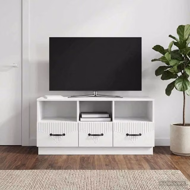 Mobile TV moderno vidaXL bianco lucido in legno MDF L: 102 cm, P: 34,5 cm, H: 47 cm