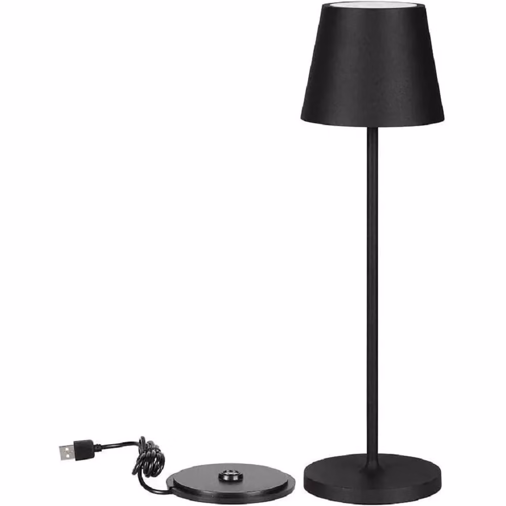 Lampada da Tavolo LED Trade Shop Nera Dimmerabile Touch Wireless con Luce Bianca Calda 3000K in Alluminio – 2