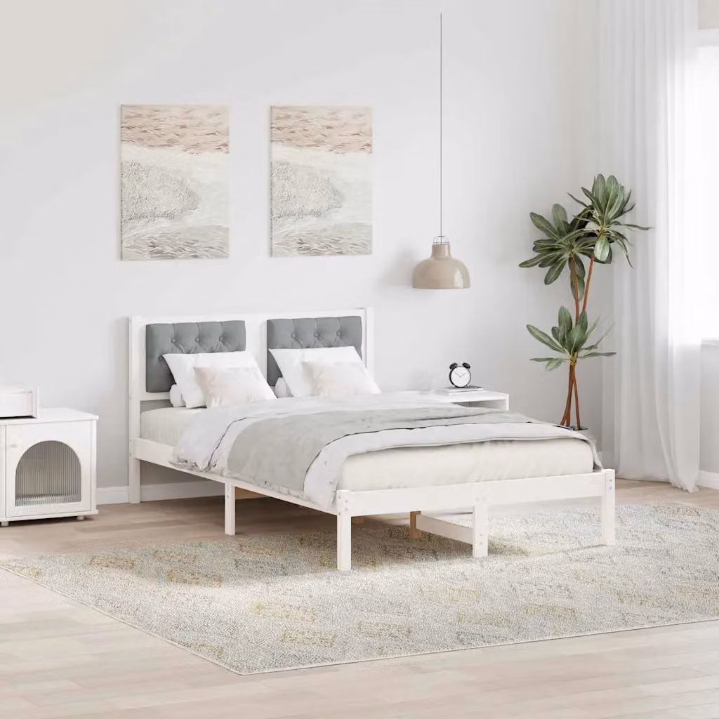 Struttura del letto vidaXL in pino massello laccato grigio chiaro, L 120 x P 200 cm – 1