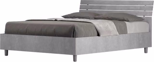 Letto Matrimoniale francese 140x200 cm testata inclinata con doghe Ankel - Con rete,Grigio