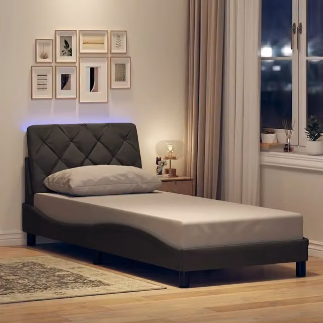 Giroletto vidaXL con LED e porta USB in tessuto Grigio Scuro L/P/H: 90 x 200 cm