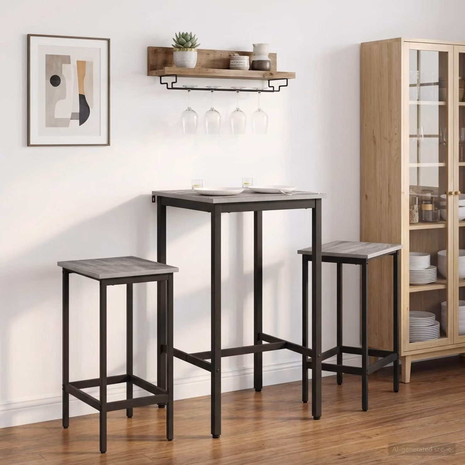 Maison Exclusive - Tavolo da bar, 52 x 52 x 110 cm, materiale composito in legno, finitura Sonoma grigio