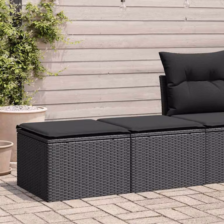 Maison Exclusive - Set Divani da Giardino con Cuscini 2 pz Nero Polyrattan Acacia