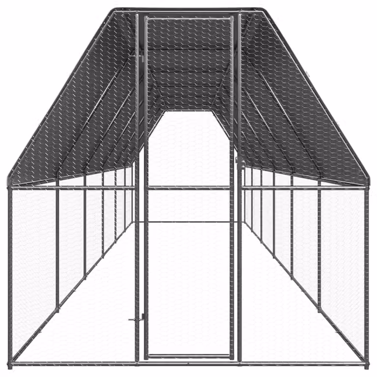 Gabbia per Polli da Esterno 2x12x2 m in Acciaio Zincato