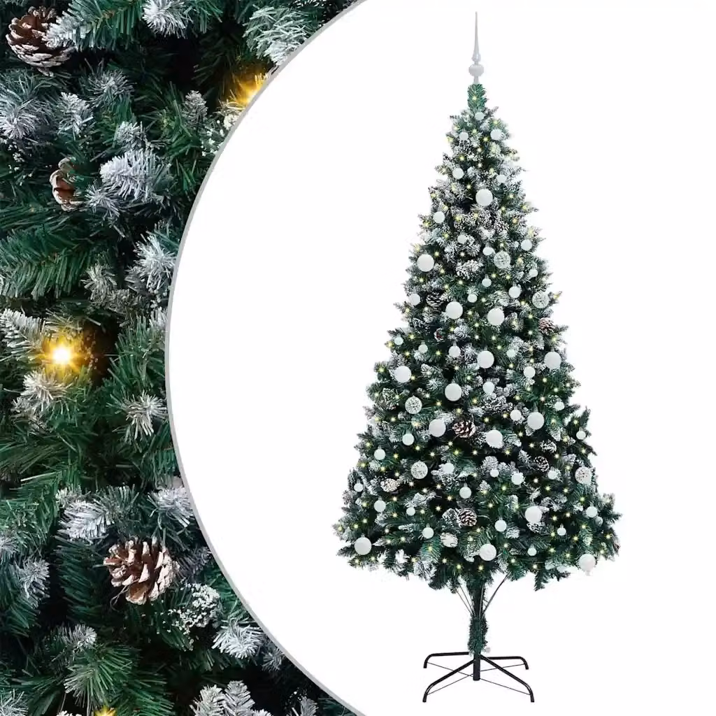 Albero di Natale artificiale moderno vidaXL verde con 300 LED luce bianca calda – 2