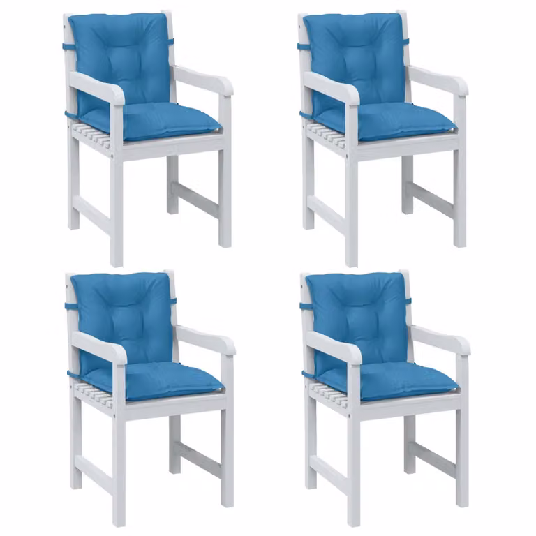 Set di 4 cuscini per sedia vidaXL blu mélange, modello moderno con schienale basso, resistenti ai raggi UV e antiscivolo, L 100 cm x P 50 cm x H 7 cm