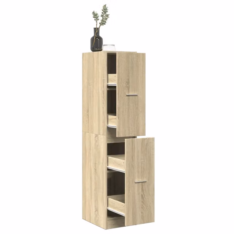 Mobiletto da Farmacia vidaXL in Legno MDF Rovere Sonoma, Colore Marrone, L/P/H: 30 x 41 x 144,5 cm
