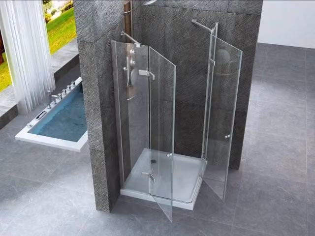 Box doccia Cristallo 8 MM frameless due lati doppio battente esterno - Misura: 100 x 100 x h195