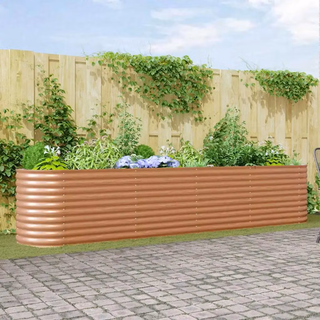 Letto Rialzato vidaXL in Acciaio Corten Marrone L: 400 cm, P: 80 cm, H: 81 cm – 1