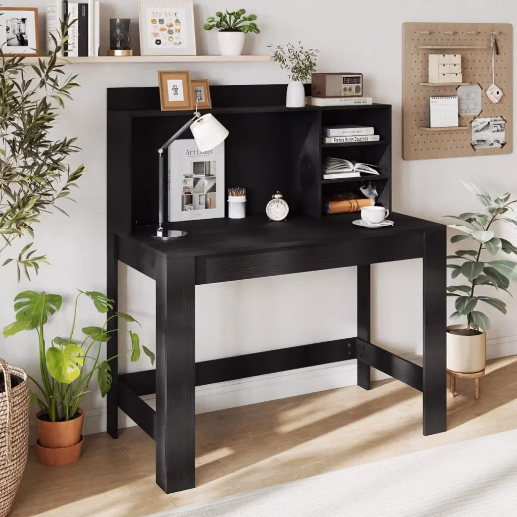 Scrivania da ufficio e computer Design Mania moderna in MDF nero con foro per cavi L: 125 cm, P: 60 cm, H: 76 cm – 2