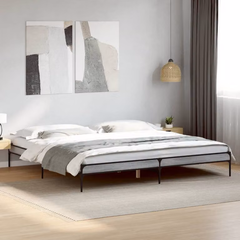 Giroletto vidaXL Grigio Sonoma in Legno e Metallo 200x200 cm