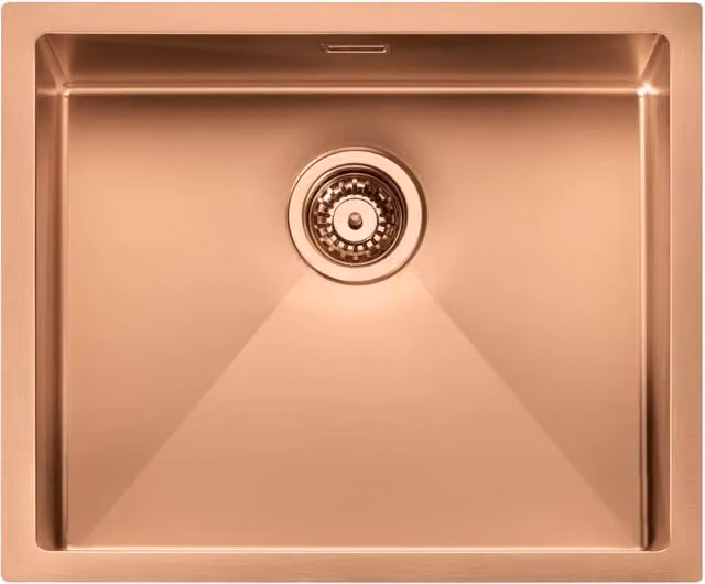 Lavello in acciaio inox IRIDE MATT F3 con una vasca, finitura Copper Bronze opaco, incasso slim, sottotop o filotop, L: 57 cm, P: 45 cm, H: 19 cm – 1